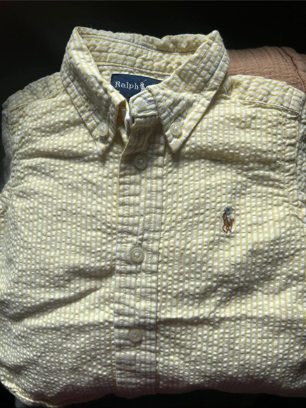 Ralph Lauren Yellow Striped Seersucker Button-Down Shirt